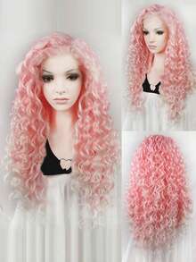 Tóc giả tổng hợp xoăn dài 13 X 2 ren phía trước - Hồng - Xem 1