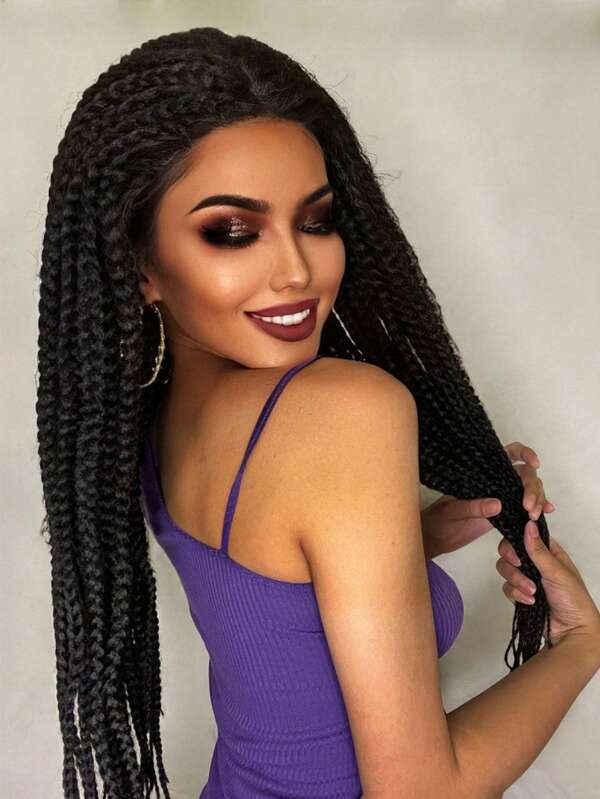 13 X 1 Lace Front Extra Long Braided Synthetic Wig & 1pc Wig Cap