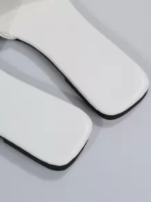 女士金屬裝飾平底時尚白色涼拖 - 白色 - 查看 5