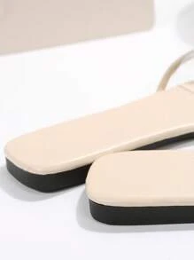 Women Rhinestone Decor Clear Strap Flat Sandals, Fashion PVC Slide Sandals Valentines - Beige - View 3