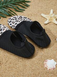 Sporty Aqua Shoes For Women, Leopard Pattern Slip-on Sneakers - Multicolor - View 4
