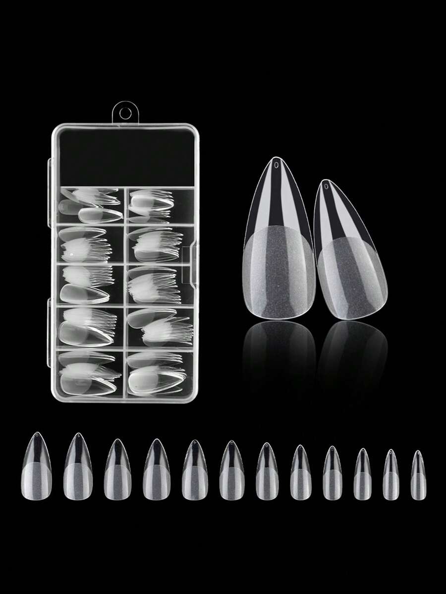 Nâng Cấp Vẻ Ngoài Của Bạn Với 120 Chiếc Dài Hạnh Nhân Trong Suốt Trong Suốt Móng Tay Giả Cho Gia Đình Tự Làm Móng Tay Salon Bấm Móng Tay ấn Vào Móng Tay Dụng Cụ Làm Móng - Trong sáng - Xem 1