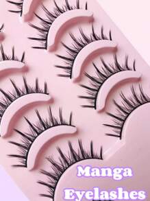 漫畫睫毛,5對充分假睫毛自然舒服人造貂皮日常睫毛 - 黑色 - 查看 7