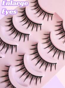漫畫睫毛,5對充分假睫毛自然舒服人造貂皮日常睫毛 - 黑色 - 查看 8
