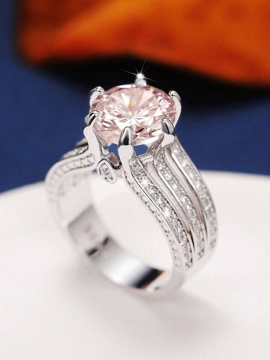 1 chiếc nhẫn trang trí đính đá Cubic Zirconia, quà tặng ngày Valentine cho nàng.