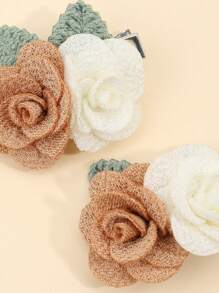 2个/包 女孩花朵造型发夹 - 彩色 - 查看 3