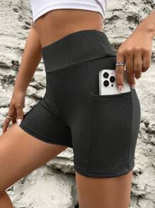 SHEIN SXY 寬腰帶騎行褲帶手機袋 - 深灰色 - 查看 1