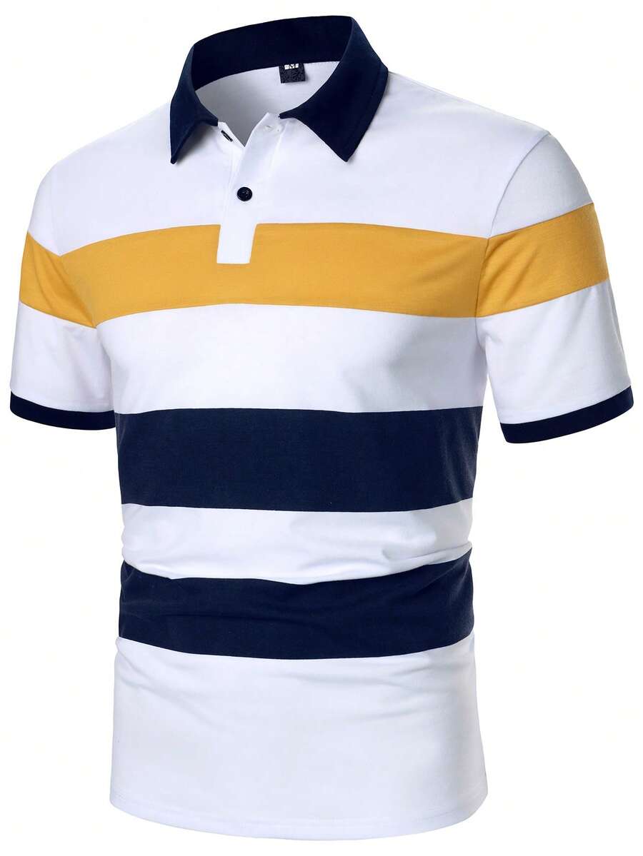 Manfinity Homme Men Cut And Sew Polo Shirt - Multicolor - View 1