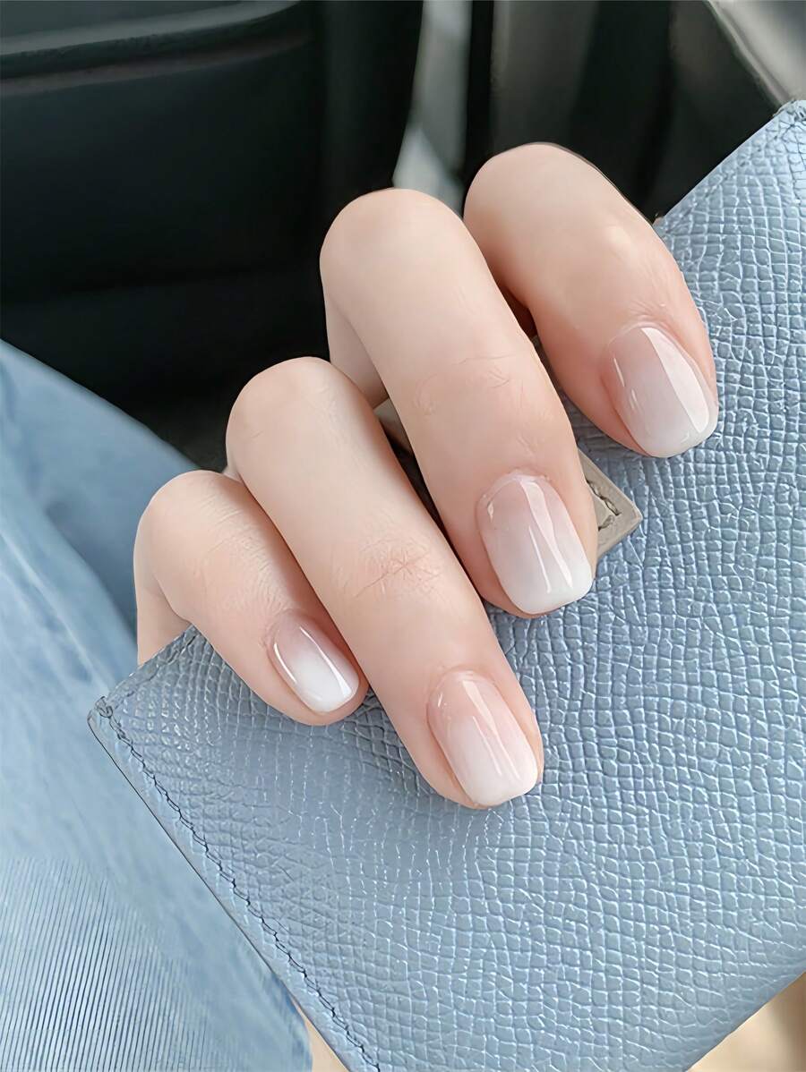 24 chiếc móng tay giả ngắn hình vuông ombre & 1 tấm băng keo & 1 dũa móng tay - Nhiều màu - Xem 1