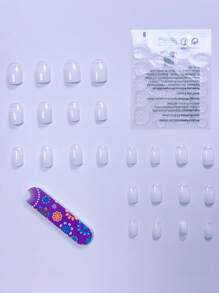 24 chiếc móng tay giả ngắn hình vuông ombre & 1 tấm băng keo & 1 dũa móng tay - Nhiều màu - Xem 2