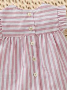 SHEIN Baby Striped Ruffle Trim Peplum Top & Shorts