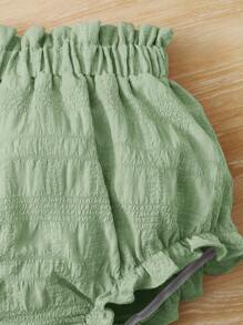 SHEIN 嬰兒褶邊後鎖孔上衣和短褲 - 薄荷綠 - 查看 5