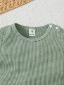 Bebé niño 3 piezas Camiseta unicolor de cuello redondo - Multicolor - Ver 4