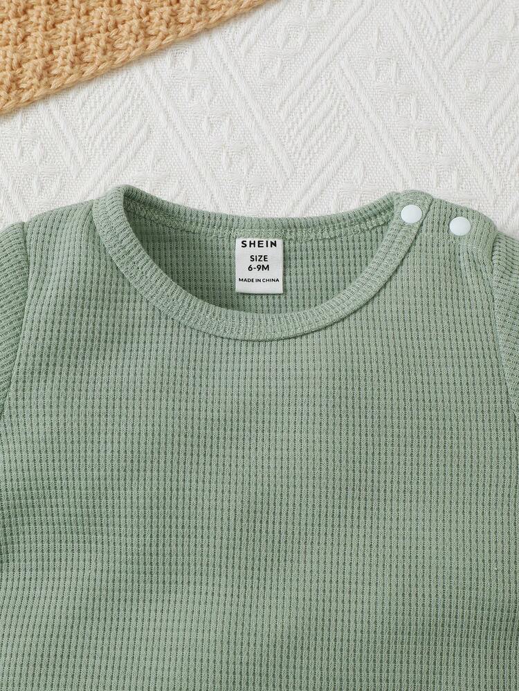 Bebé niño 3 piezas Camiseta unicolor de cuello redondo - Multicolor - Añade 4