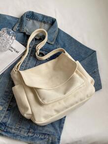 MOBAOFANG Fashionable Mult-Pocket Large Capacity Shoulder Crossbody Bag, Leisure College Style Female Bag Suitable For Daily Use, Work And Study - Beige - View 6