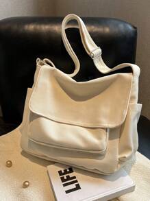 MOBAOFANG Fashionable Mult-Pocket Large Capacity Shoulder Crossbody Bag, Leisure College Style Female Bag Suitable For Daily Use, Work And Study - Beige - View 7