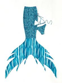 Bañador bikini triángulo halter con cover up - Azul - Ver 3