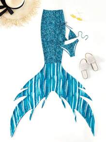 Bañador bikini triángulo halter con cover up - Azul - Ver 6