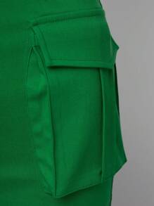 SHEIN Unity Top & Flap Pocket Cargo Shorts Two Pieces Set - Green - View 6