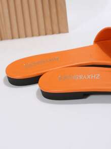 Funky Orange Sandals For Women, Single Band Slide Sandals - Orange - View 3