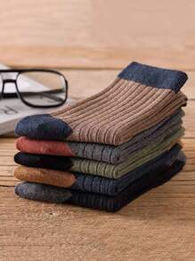 Hombres 5 pares Calcetines de tripulación de dos tonos - Multicolor - Ver 2