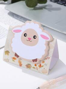 1pc Cartoon Sheep Print Sticky Note, Cute Multi-purpose Easy To Post Writable Sticky Note For School Student, Office - Brown - View 3