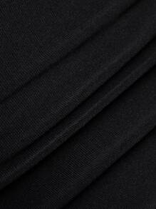 Hauture One Shoulder Rhinestone Bodycon Dress - Black - View 6