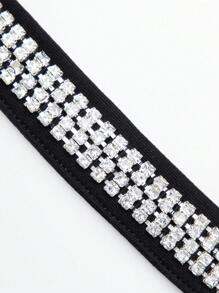 Hauture One Shoulder Rhinestone Bodycon Dress - Black - View 8