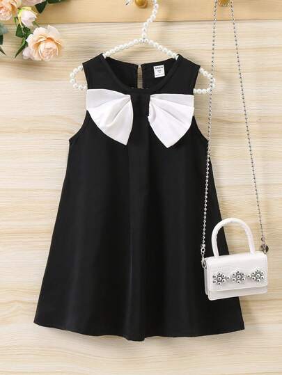 SHEIN 小女童前蝴蝶結後鎖孔無袖連衣裙