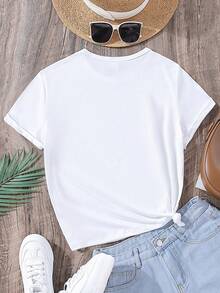 Girls Moon & Letter Graphic Tee - White - View 2