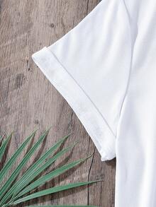 Girls Moon & Letter Graphic Tee - White - View 5