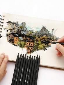 24 chiếc Bút tô màu Fineliner hỗn hợp, Bút màu Fineliner đa năng đơn giản để vẽ tranh - Nhiều màu - Xem 4