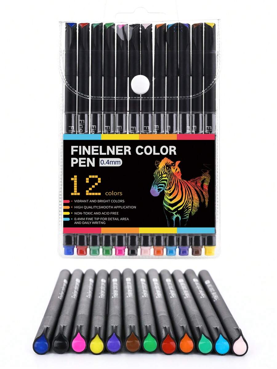 12支混合彩色細線筆用於繪畫簡單多用途細線筆彩色筆 - 彩色 - 查看 1