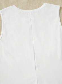 Plus Solid Tank Top & Graphic Print Leggings - Black and White - View 4