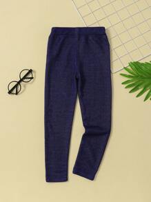 Toddler Girl Leggings màu trơn - Màu xanh hải quân - Xem 2