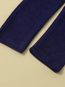 Toddler Girl Leggings màu trơn - Màu xanh hải quân - Xem 3