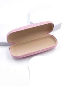 1 pieza Estuche rígido clásico de tela de lino para guardar gafas, caja para montura de gafas ópticas, rosa - Rosa - Ver 3