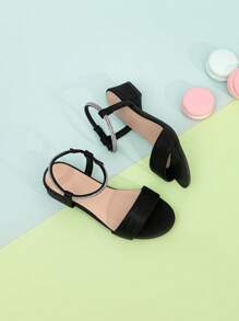 Girls Rhinestone Decor Slingback Heeled Sandals, Party Outdoor Heeled Sandals - Black - View 4