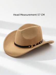 Hombres Sombrero fedora con diseño de cinturón - Caqui - Ver 4