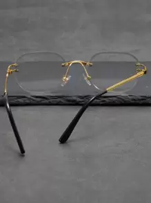 Men Rimless Eyeglasses Clear Glasses Accessories - Gold - View 5