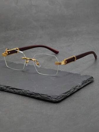 Men Square Lens Rimless EyeGlasses Accessories