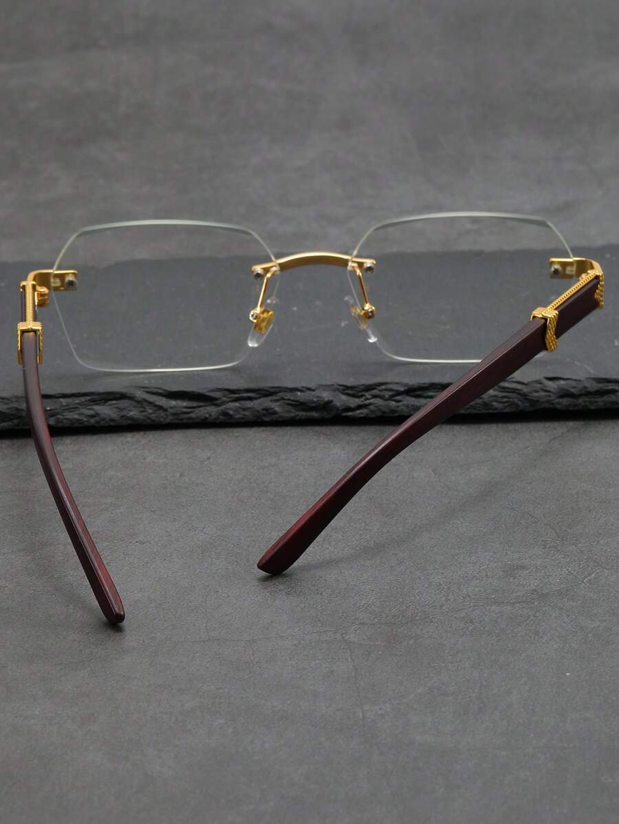 Men Square Lens Rimless Eyeglasses Blue Light Glasses Accessories