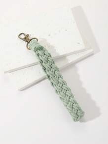 素色編織繩吊墜鑰匙圈 - 薄荷綠 - 查看 3