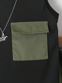 SHEIN 年輕男孩翻蓋口袋背心和短褲，不帶項鍊 - 彩色 - 查看 4