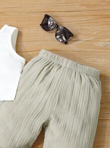 小男童素色背心上衣和褲子 - 彩色 - 查看 4