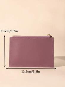 Solid Colour Card Holder Zipper - Red Violet - View 3