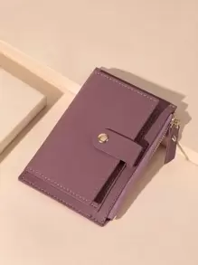 Solid Colour Card Holder Zipper - Red Violet - View 4