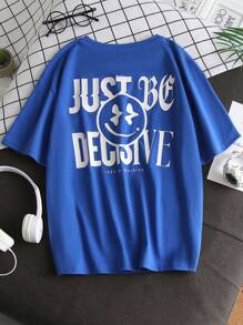 SHEIN Boys Cartoon & Slogan Graphic Tee - Blue - View 1