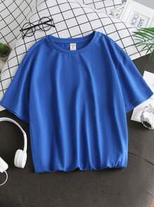 SHEIN Boys Cartoon & Slogan Graphic Tee - Blue - View 2