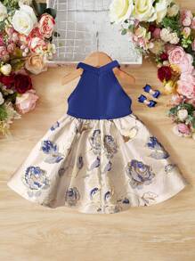 SHEIN 嬰兒印花O形環細節掛脖連衣裙 - 彩色 - 查看 2